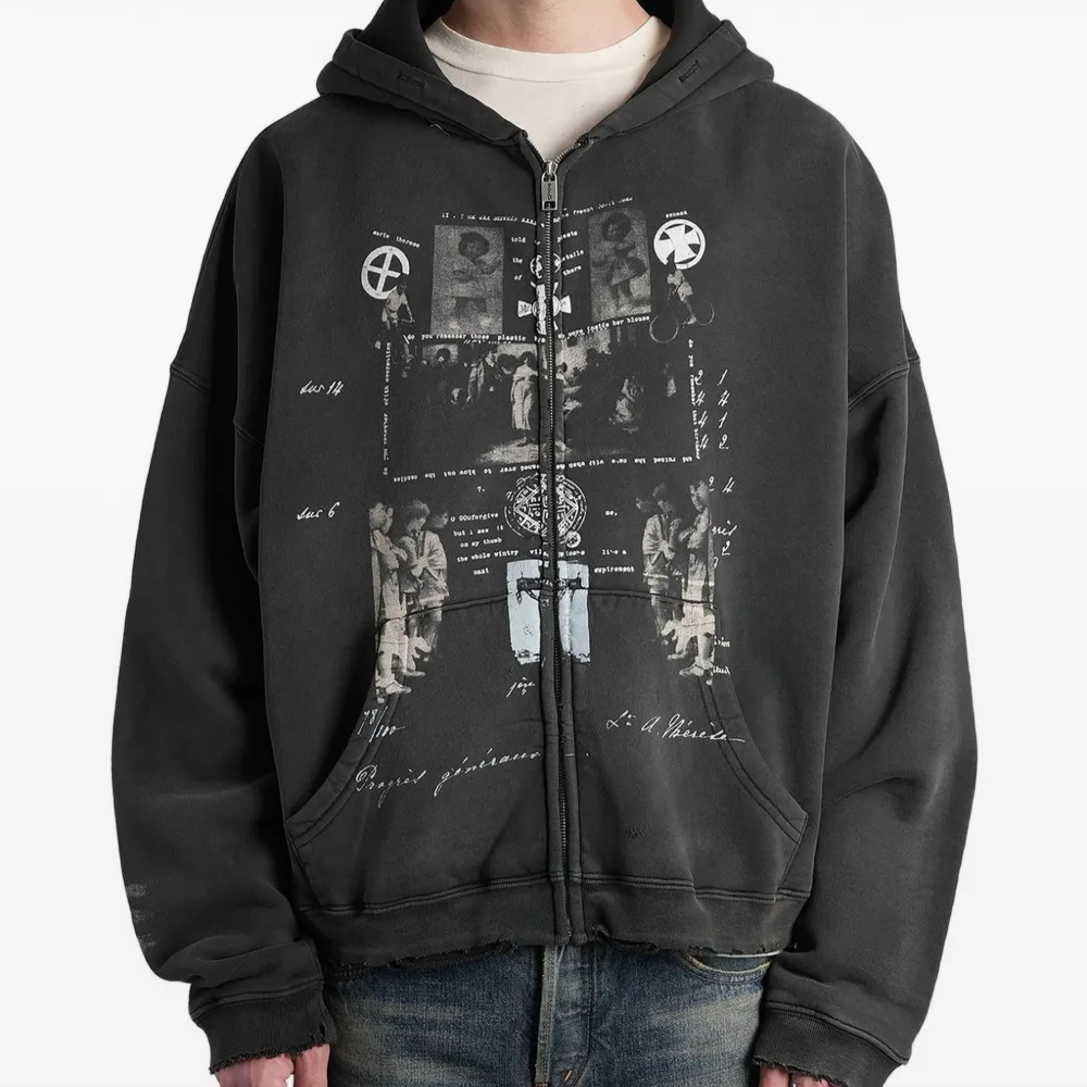 Graphic-Print Zip-Up Hoodie