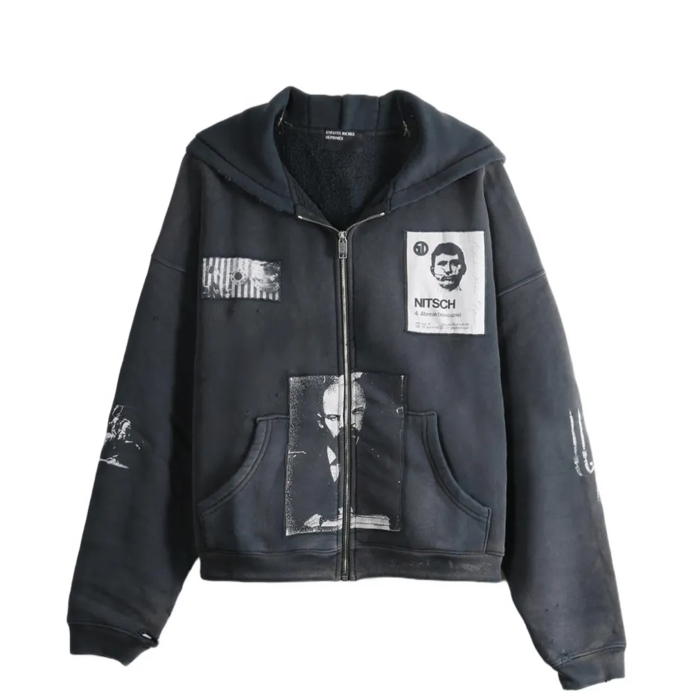 Lenin's Nap Time Assemblage Patchwork Distressed Hoodie