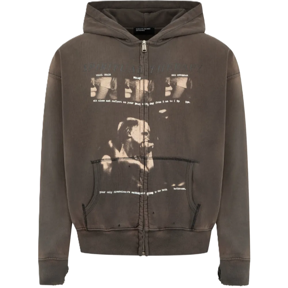 Spiritual Therapy Graphic-Print Zip-Up Hoodie